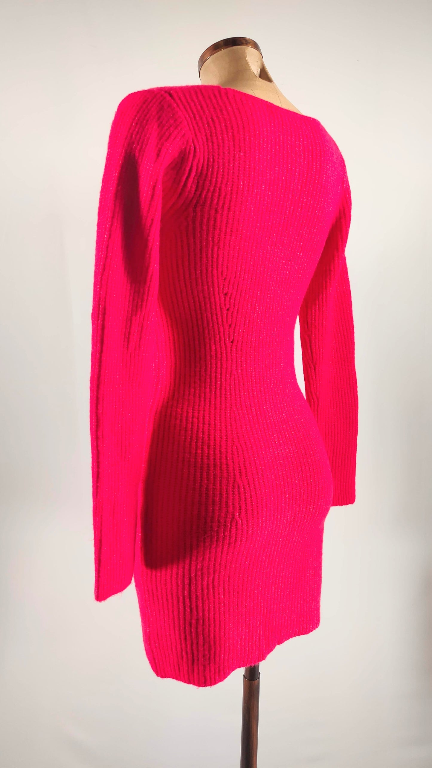 Vestido de lana ajustado fucsia Mango