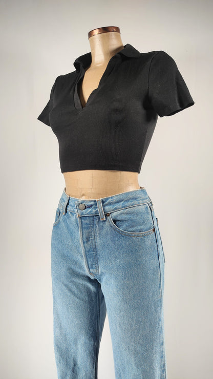 Top cropped zara negro