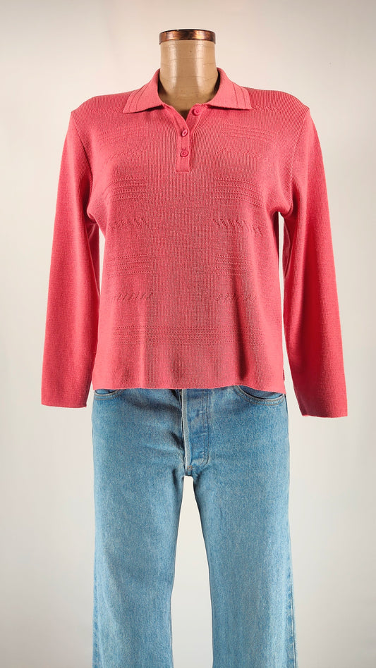 Jersey vintage rosa con cuello