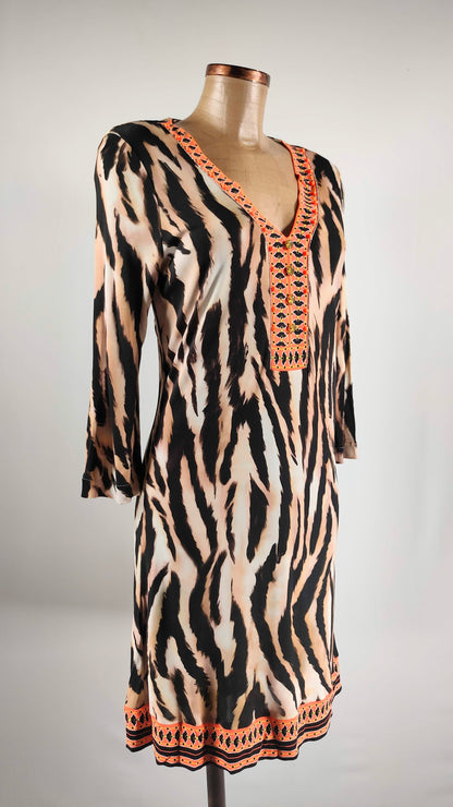 Vestido estampado de zebra con apliques