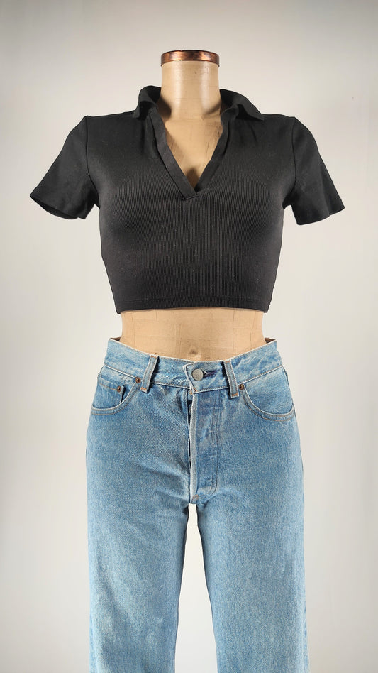 Top cropped zara negro