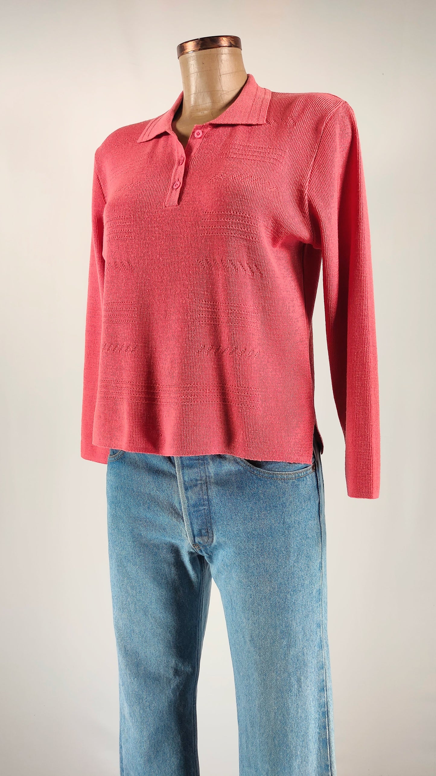 Jersey vintage rosa con cuello