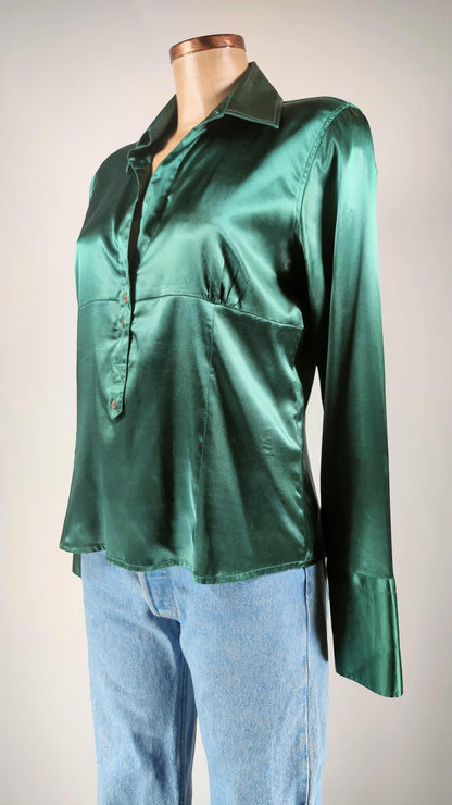 Camisa satinada verde