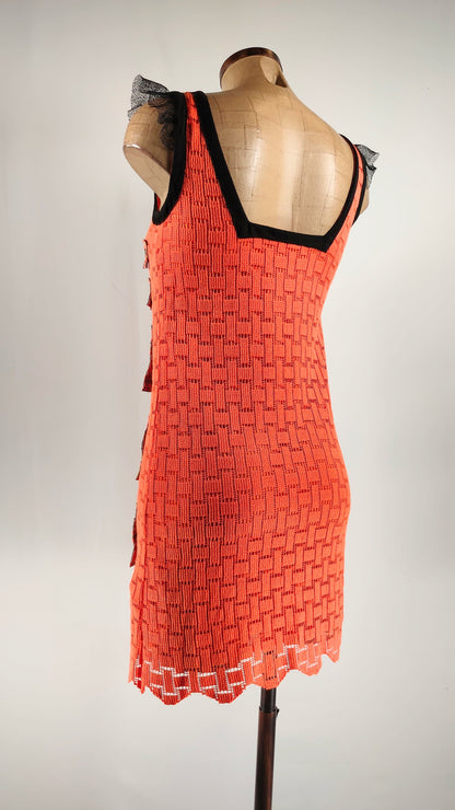 Vestido naranja con apliques de tela Custo